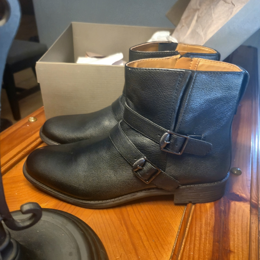 Franco Sarto Black Buckle Ankle Boots